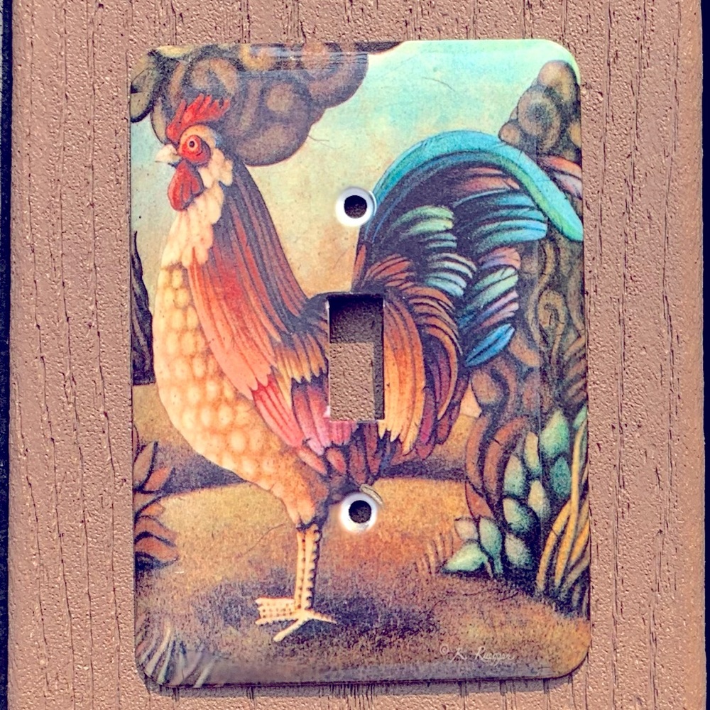 FARMHOUSE COUNTRY CHIC ROOSTER METAL LIGHT SWITCH PLATE COVER